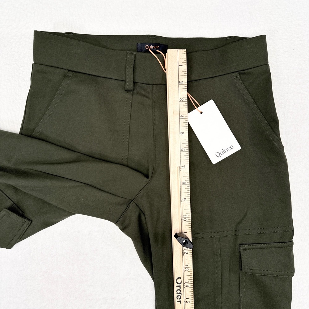 Quince Ultra Stretch Ponte Tapered Cargo Pants Womens Size Small Olive Green NEW - Picture 8 of 8